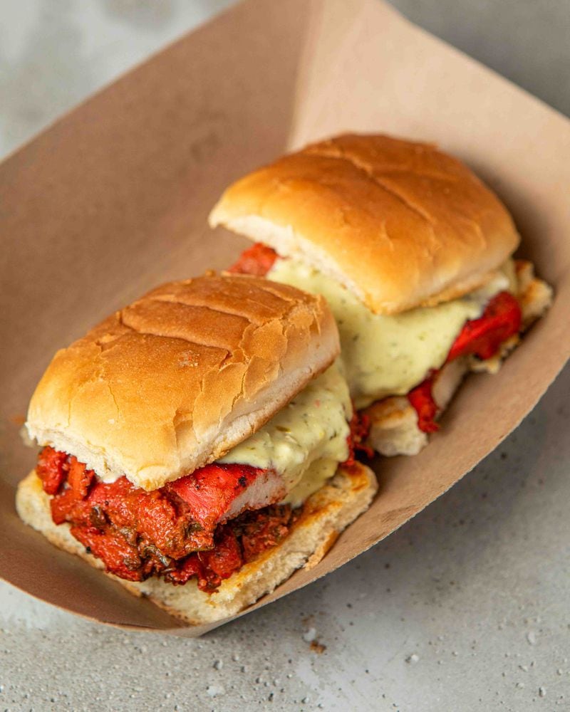 The tandoori chicken sandwich is a top-seller for Atlanta pop-up Dhaba BBQ. / Courtesy of Dhaba BBQ