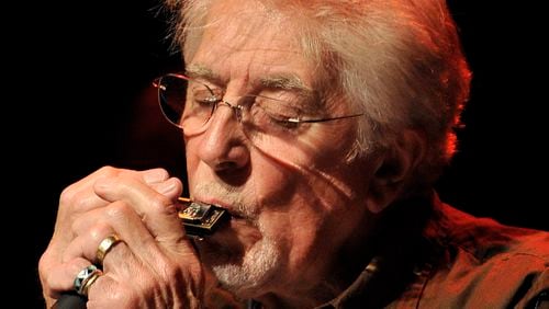 FILE - English blues singer John Mayall performs with his band The Bluesbreakers, on the stage of the Miles Davis hall during the 42nd Montreux Jazz Festival in Montreux, Switzerland, late Monday, July 7, 2008. Mayall, the British blues musician whose influential band the Bluesbreakers was a training ground for Eric Clapton, Mick Fleetwood and many other superstars, died Monday, July 22, 2024, at his home in California. He was 90. (Sandro Campardo/Keystone via AP, File)