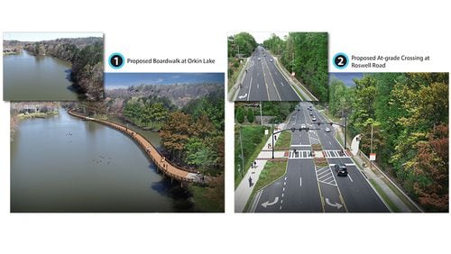 Artist’s renderings depict Sandy Springs trail concepts, part of a draft Trail Master Plan presented to the public earlier this year. CITY OF SANDY SPRINGS