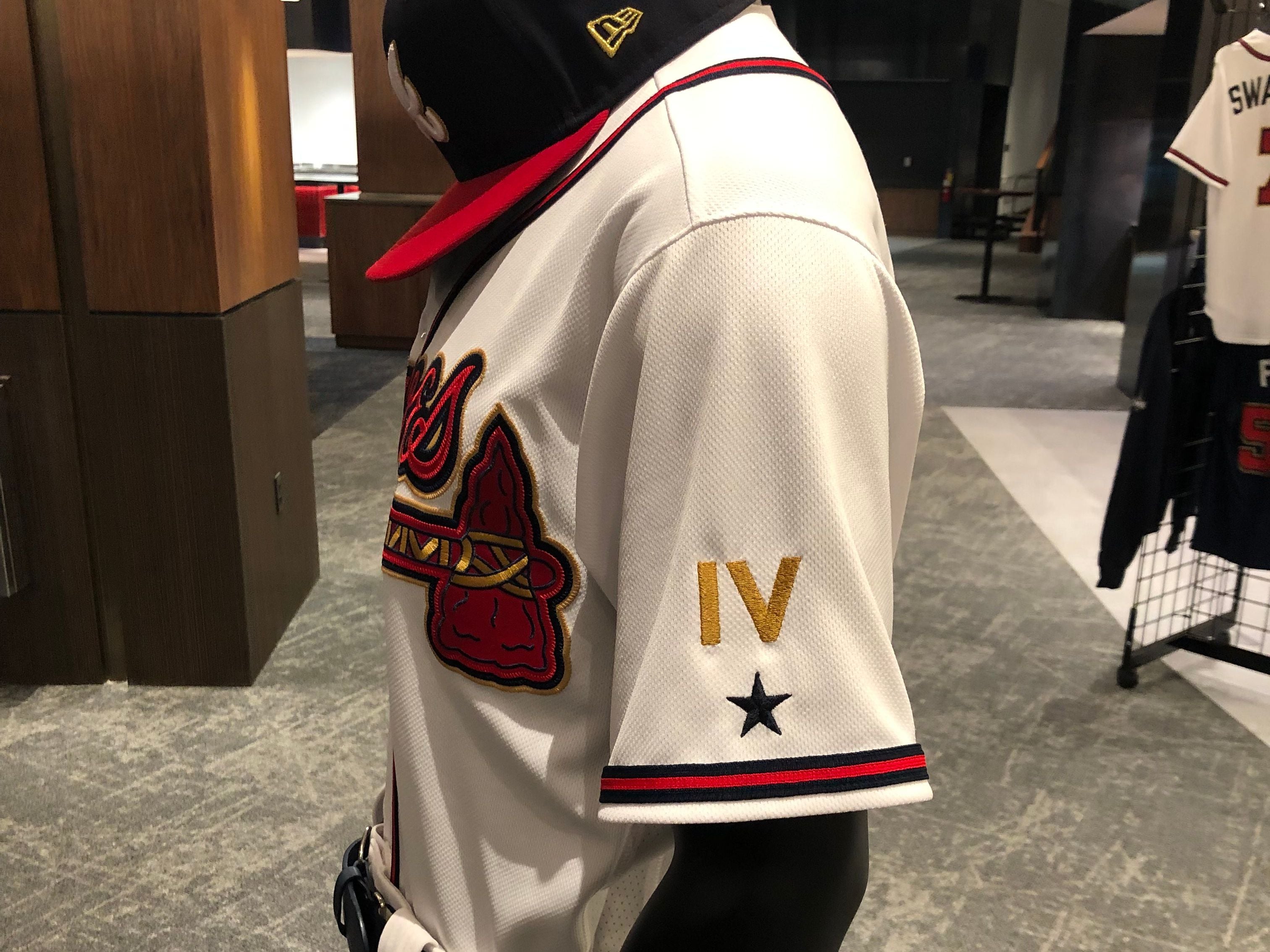 Atlanta Braves The A Gold Flag Custom Jersey - All Stitched