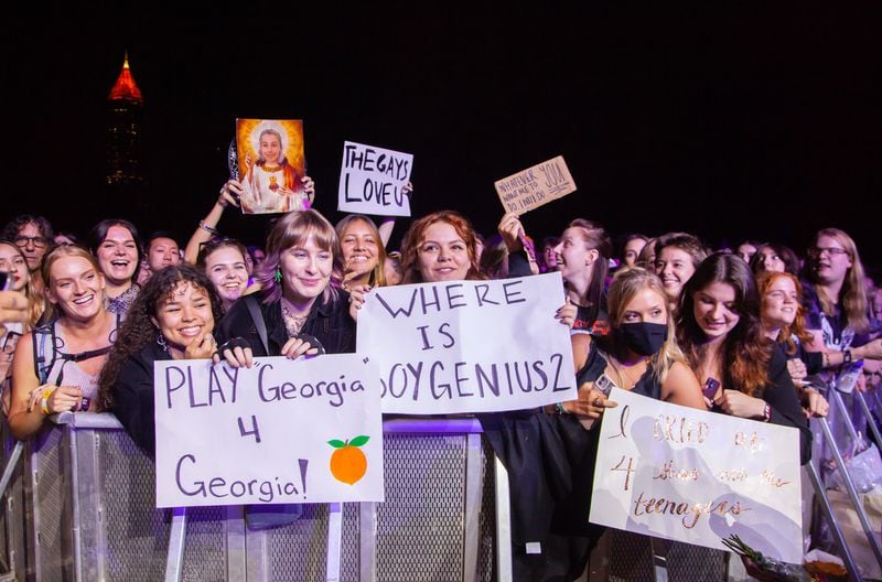 Fans enjoy the show as Phoebe Bridgers performs on the third and final night of the Shaky Knees Music Festival in Atlanta on Sunday, October 24, 2021. "Georgia" was one of her songs that she performed. (Photo: Ryan Fleisher for The Atlanta Journal-Constitution)