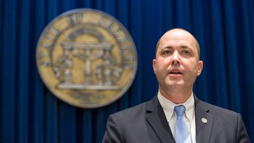 Chris Carr address reporters during a press conference when he was appointed Georgia's attorney general on Oct. 12, 2016. (DAVID BARNES / DAVID.BARNES@AJC.COM)