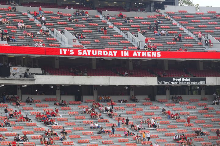 Fans are seated in Sanford Stadium less than half an hour before kickoff featuring Georgia and Tennessee in a football game Saturday, Oct. 10, 2020, in Athens. JOHN AMIS FOR THE ATLANTA JOURNAL- CONSTITUTION
