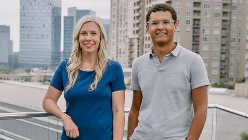 Karen Houghton (left) and Connor Ford are the co-founders of Atlanta-based startup Infinite Giving. On Wednesday, Oct. 2, 2024, the company announced it had raised $2 million. (Courtesy of Infinite Giving)