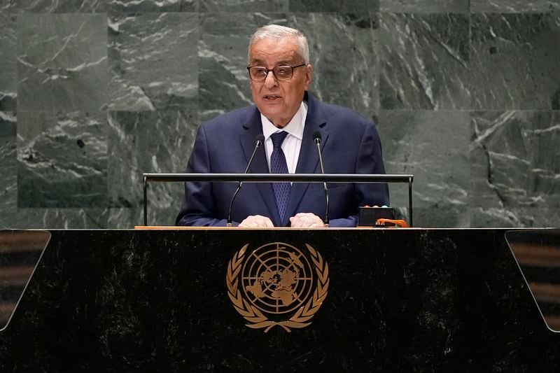 Lebanon's Minister for Foreign Affairs and Emigrants Abdallah Bouhabib addresses the 79th session of the United Nations General Assembly, Thursday, Sept. 26, 2024. (AP Photo/Pamela Smith)