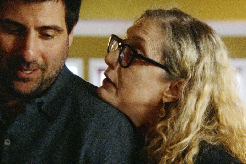 This image released by Sony Pictures Classics shows Jason Schwartzman, left, and Carol Kane in a scene from "Between the Temples." (Sony Pictures Classics via AP)