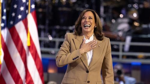 Democratic presidential nominee Kamala Harris and President Joe Biden raised approximately $2.8 million from Georgians during July while Republican presidential nominee Donald Trump raised almost $900,000. Democratic donations surged after Harris replaced Biden at the top of the ticket on July 21. (Arvin Temkar / AJC)