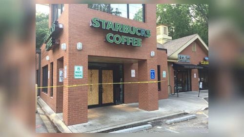 An Atlanta Starbucks will be closed indefinitely after a burglar broke inside and vandalized the building last weekend. (J.D. CAPELOUTO/JDCAPELOUTO@AJC.COM)