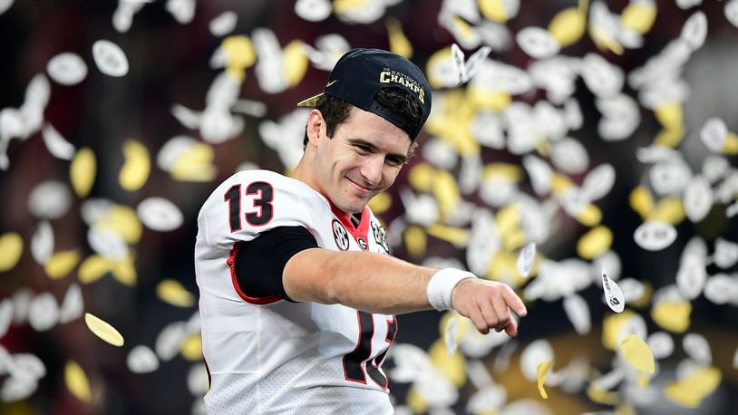 Stetson Bennett throwing ceremonial first pitch for Georgia baseball opener