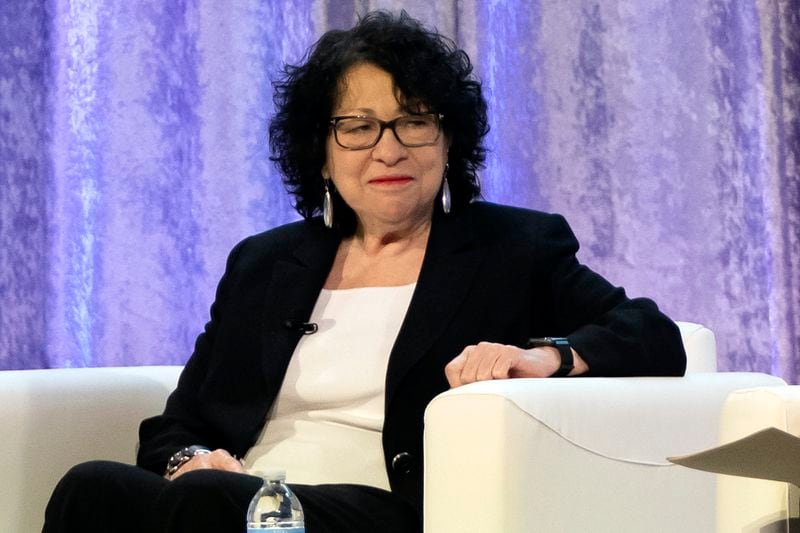 FILE - Supreme Court Justice Sonia Sotomayor attends a panel discussion, Feb. 23, 2024 in Washington. The Supreme Court allowed a president to become a "king above the law," in the use of official power, Sotomayor said in a biting dissent Monday, July 1, that called the majority opinion on immunity for former President Donald Trump "utterly indefensible." Joined by the court's two other liberals, Sotomayor said the opinion would have disastrous consequences for the presidency and the nation's democracy by creating a "law-free zone around the president." (AP Photo/Mark Schiefelbein, File)