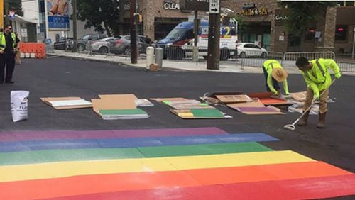 Rainbow crosswalks are painted. The project carried a $196,000 pricetag. CREDIT: Channel 2 Action News