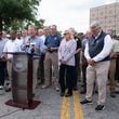 Georgia Governor Brian Kemp addresses the media on the latest progress on the Helene Hurricane cleanup at the James Brown Arena in Augusta, Ga. on Sept. 30, 2024. Mike Adams Special to the AJC.