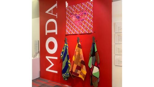 Blankets on display as part of the Welcome Blankets exhibit at MODA. / Courtesy of MODA