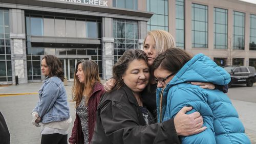 Jessica Bohem, Tabetha Durham, Mary Locklair, Shelby Campbell and Jeannie Bush spent Friday looking for Ciera Breland in Johns Creek. The Indiana woman was reported missing Feb. 26.