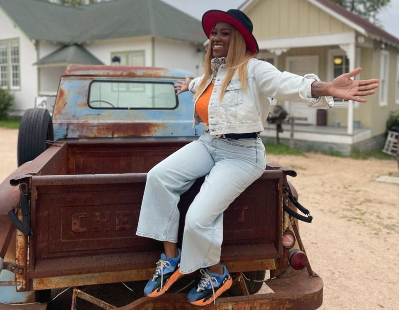 Erica Barrett on the set of the Food Network's outdoor cooking competition show 'BBQ Brawl.' Barrett was crowned season five's Master of Que this month.