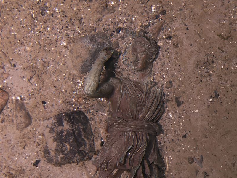 A bronze statuette of the Roman goddess Diana found among the wreckage of the Titanic.