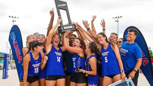 Georgia State won the 2022 Conference USA beach volleyball title and earned a spot in the NCAA Tournament. (Daniel Wilson photo.)