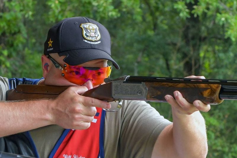 Sgt. Will Hinton shoots trap at Ft. Moore. (Photo Courtesy of Darrell Roaden/Ledger-Enquirer)