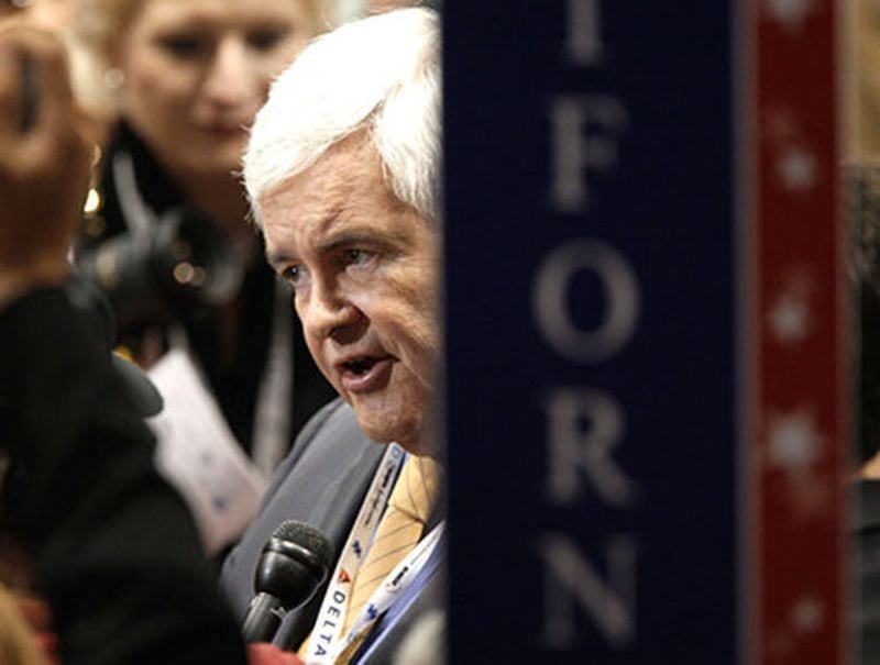 Author, TV commercial star and former U.S. House Speaker Newt Gingrich of Georgia is seen as he is being interviewed at the Republican National Convention.