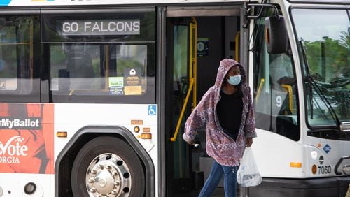 A passenger gets off of a MARTA bus at a stop near Stonecrest Mall. A Stonecrest transit hub is among the projects included in a bill that received committee approval in the U.S. House. CHRISTINA MATACOTTA FOR THE ATLANTA JOURNAL-CONSTITUTION