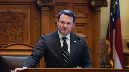 Lt. Gov. Burt Jones speaks on day nine of the Senate session at the Georgia State Capitol on Monday, January 30, 2023. (Natrice Miller/natrice.miller@ajc.com) 