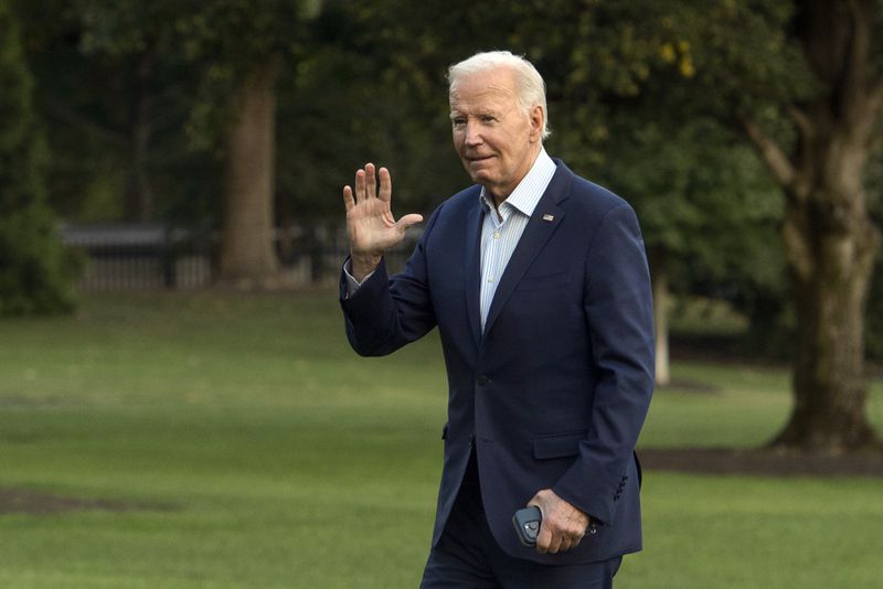 President Joe Biden arrives at the White House in Washington, Thursday, Sept. 5, 2024, after traveling for the day to Wisconsin. (AP Photo/Rod Lamkey, Jr.)