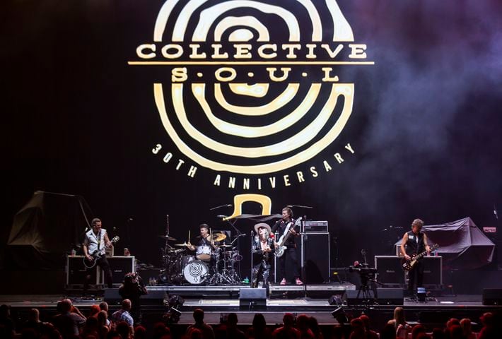 Hometown rockers Collective Soul wowed a packed crowd at Ameris Bank Amphitheatre on the Summer Camp with Trucks tour Friday September 20, 2024, in Alpharetta. Hootie and the Blowfish and Edwin McCain also performed on the tour stop. 
 (Photo: Ryan Fleisher for The Atlanta Journal-Constitution) 