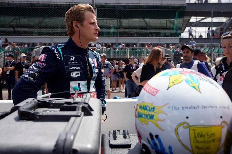 Marcus Ericsson, of Sweden, waits in the pits during qualifications for the Indianapolis 500 auto race at Indianapolis Motor Speedway, Saturday, May 18, 2024, in Indianapolis. (AP Photo/Darron Cummings)