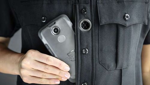 Milton has approved the $267,840 purchase of 30 body-worn cameras and 30 vehicle cameras for the police department from Utility Associates Inc. Provider’s photo shows how its cameras are integral to an officer’s uniform. UTILITY ASSOCIATES INC.