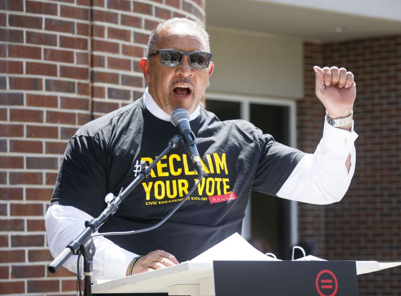 Marc Morial, President of the National Urban League speaks at the Rally.  Students and speakers gather at a "Reclaim your vote" rally at Clark Atlanta University In Atlanta on Tuesday, April 12, 2022.  The rally followed the launch of the civic engagement campaign at the 2022 State Of Black America Event by the National Urban League held at CAU. 
 (Bob Andres / robert.andres@ajc.com)