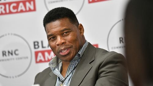 U.S. Senate candidate Herschel Walker speaks during a panel discussion with business owners and community leaders at RNC Black American Community Center in College Park on Thursday, August 11, 2022. (Hyosub Shin / Hyosub.Shin@ajc.com)