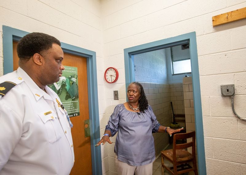 Councilwoman Joyce Sheperd tours the Atlanta Police Training Academy on Thursday, June 17, 2020. (Jenni Girtman for The Atlanta Journal-Constitution)