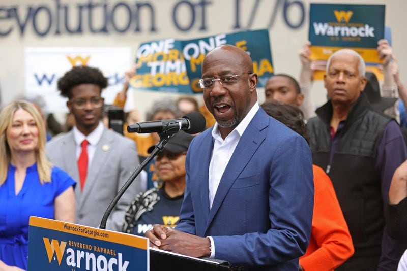 U.S Senate Sen. Raphael Warnock will hold four rallies today ahead of the Dec. 6 runoff election against Republican Herschel Walker. (Jason Getz /AJC)