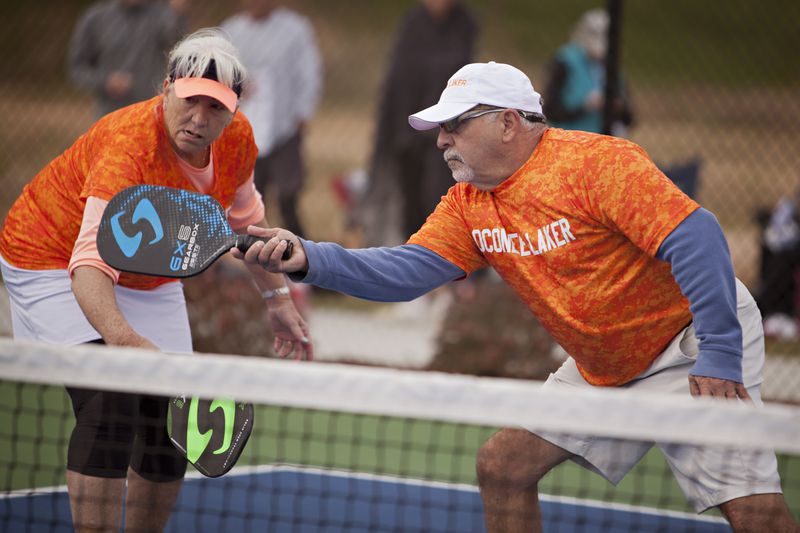 Senior players active with the Atlanta Pickleball Association, an organization that, according to its website, atlpba.org, promotes the game through competition and recreation.