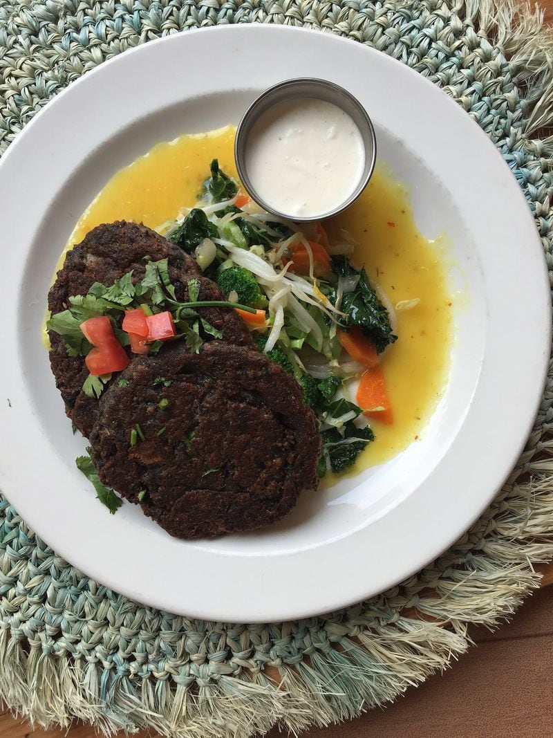 Prepare Jamaican vegan black bean cakes at for Earth Day. Contributed by Cafe Sunflower