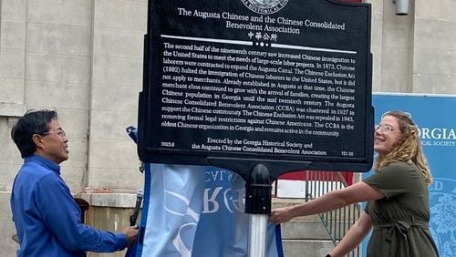 The Georgia Historical Society has erected its first marker honoring Asian American and Pacific Islanders in Georgia with a historical marker in Augusta featuring the oldest Chinese organization in the state. (Courtesy of Georgia Historical Society)