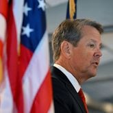 Gov. Brian Kemp speaks during the second day of Georgia delegation breakfast at Lake Lawn Resort, Tuesday, July 16, 2024, in Delavan, WI. (Hyosub Shin / AJC)