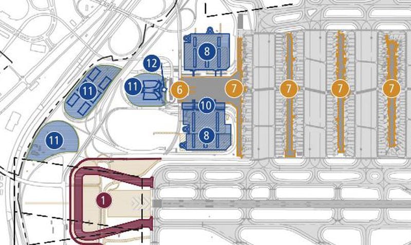 This map from Hartsfield-Jackson's master plan executive summary shows the 9L end-around taxiway project marked as No. 1 in dark red. Source: Hartsfield-Jackson.