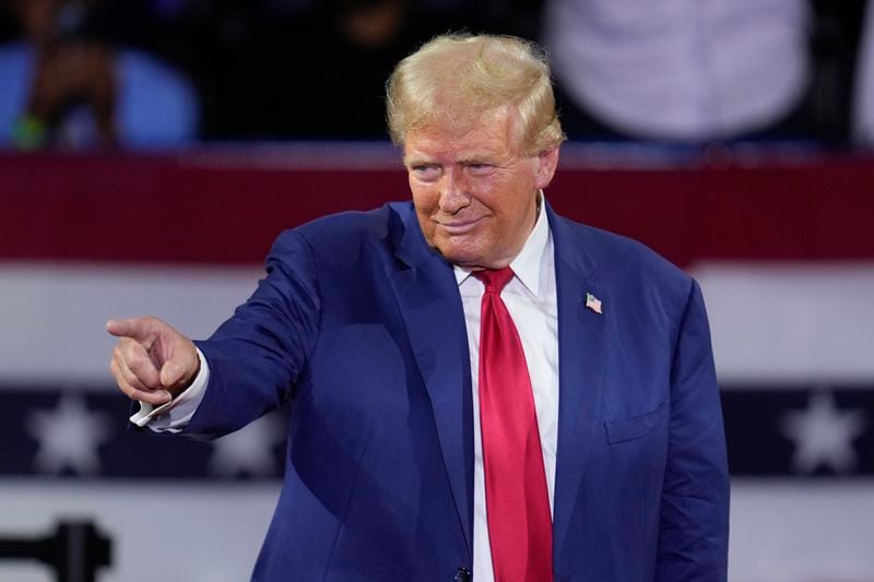 Republican presidential candidate former President Donald Trump during a town hall event at the Dort Financial Center in Flint, Mich., Tuesday, Sept. 17, 2024. (AP Photo/Paul Sancya)