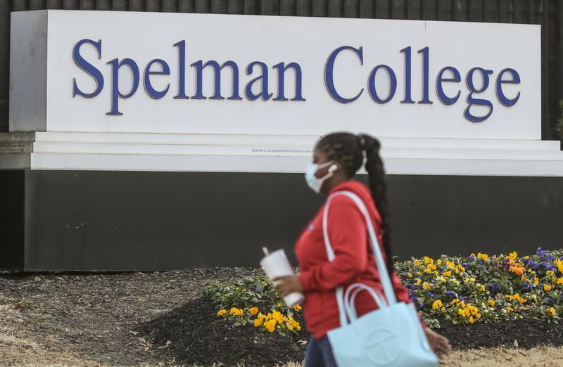 People arrived outside Atlanta's Spelman campus Tuesday morning, Feb. 1, 2022 after two historically Black colleges in Georgia received bomb threats Tuesday morning, a disturbing trend that many HBCUs across the country have been threatened with in recent weeks. (John Spink / John.Spink@ajc.com)

