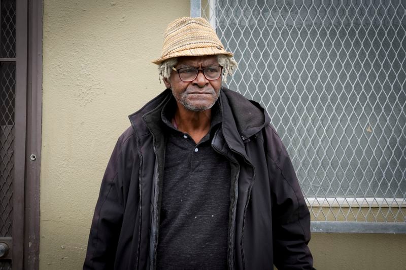 Larry James Bell, a homeless man, stands on the sidewalk Tuesday, Sept. 10, 2024, in San Francisco. (AP Photo/Terry Chea)