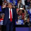 Republican presidential nominee former President Donald Trump gestures at a campaign rally at Bayfront Convention Center in Erie, Pa., Sunday, Sept. 29, 2024. (AP Photo/Rebecca Droke)