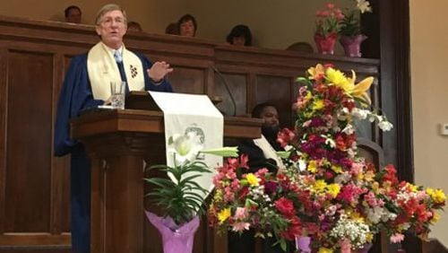 The Rev. Nibs Stroupe who is retiring after 34 years as pastor at Oakhurst Presbyterian Church once wrote that Oakhurst draws “people from the most divergent backgrounds - middle class professionals, blue-collar and pink-collar workers, welfare recipients, old, young, and very young, black, white, Asian, gay and straight.” Courtesy of Oakhurst Presbyterian Church