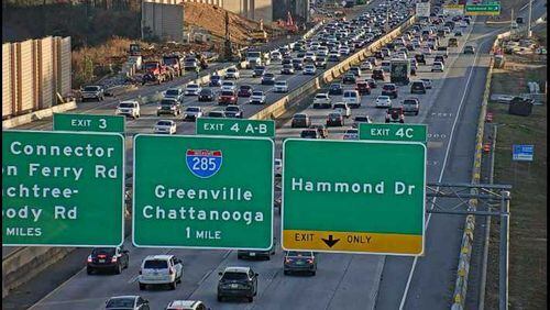 This is Ga. 400 southbound at Hammond Drive on Jan. 7, 2019 at 5 p.m. The Georgia Department of Transportation is holding four open houses throughout North Fulton and Forsyth counties from February to mid-March 2019 regarding the proposed Ga. 400 express lanes.