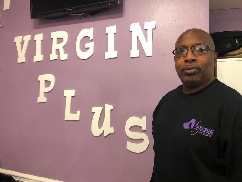 Michael Newsome, 55, Owner of Virgin Plus Haircare Boutique.