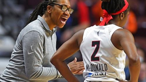 New Atlanta Dream head coach Tanisha Wright is 1-0. AP file photo