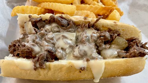 The Founder's Special at Nicky's Undefeated in Tucker is a cheesesteak served on a sesame seed hoagie. Angela Hansberger for The Atlanta Journal-Constitution