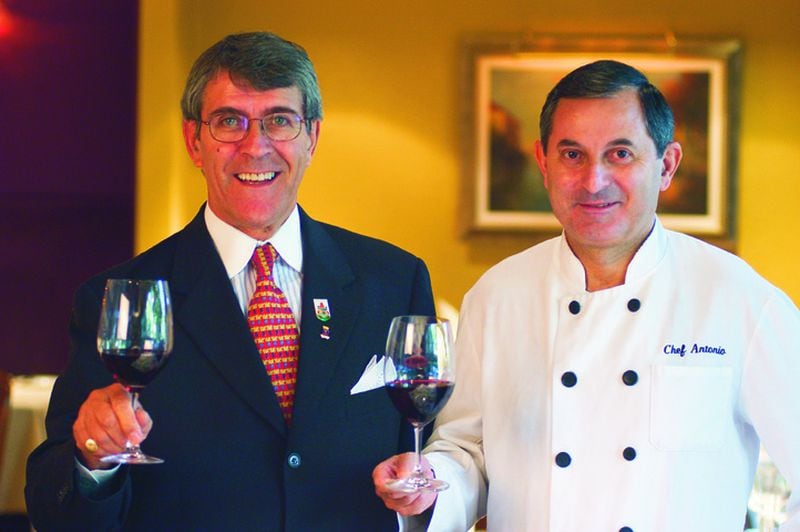 La Grotta Ristorante Italiano founders Sergio Favalli (left) and chef Antonio Abizanda (right) pose for a photo in Sept. 2003.
(Courtesy of La Grotta Ristorante Italiano)