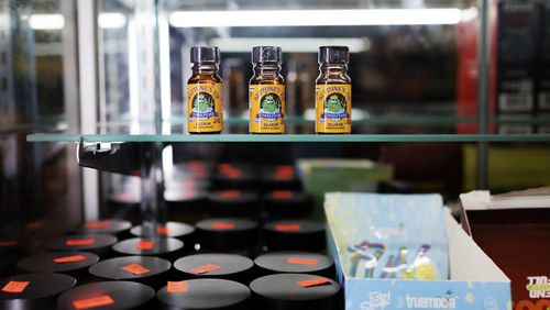 FILE — Neptune's Fix products at a smoke shop in Mount Holly, New Jersey, U.S., on Dec. 28, 2023.  (Hannah Beier/The New York Times).