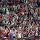 Atlanta United fans cheer during the first half in a MLS soccer match at Mercedes-Benz Stadium, Saturday, April 1, 2023, in Atlanta. (Hyosub Shin / Hyosub.Shin@ajc.com)